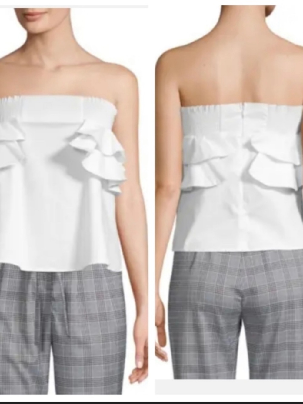 White Ruffled Strapless Top from Line & Dot, size S